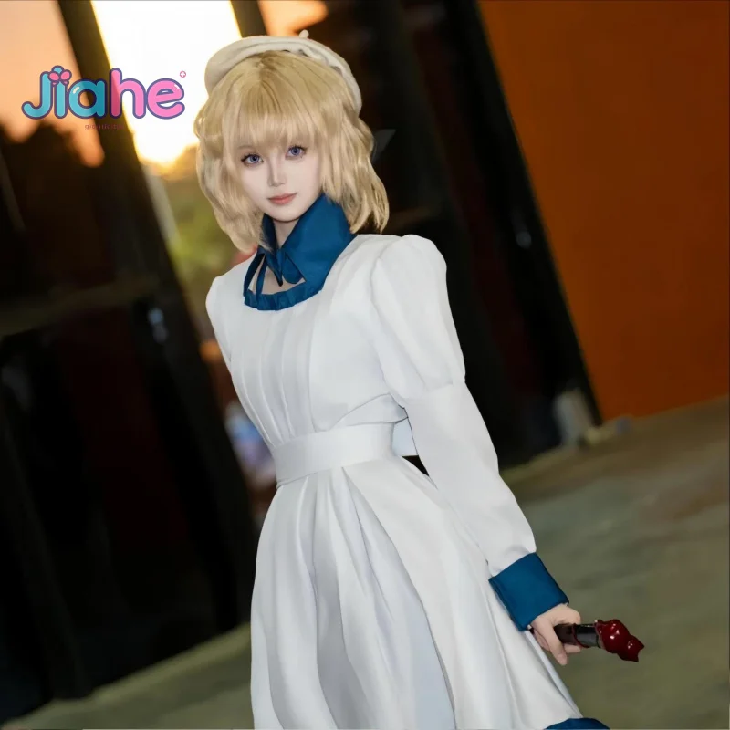 في/الطبيق أنيمي Iwanaga Kotoko تأثيري حلي حفلة الهالوين المرأة الحلو فستان أبيض قبعة اكسسوارات الدعائم موحدة مجموعة S-XXL