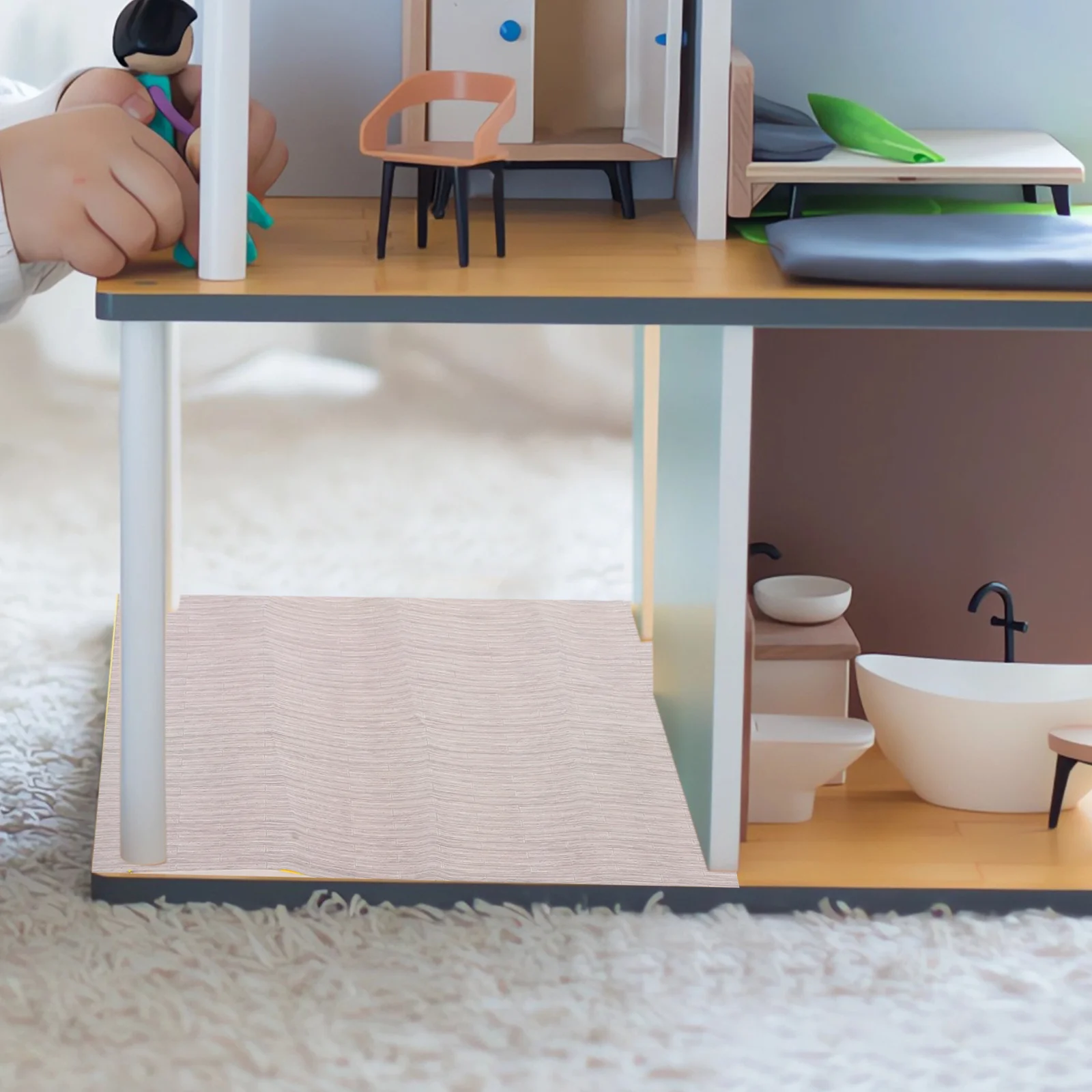 

Miniature Floorboard Sticker 30X20Cm Diy Wood Grain Floor For House Mini Scene Decor Simulation Flooring Sheet Mini House