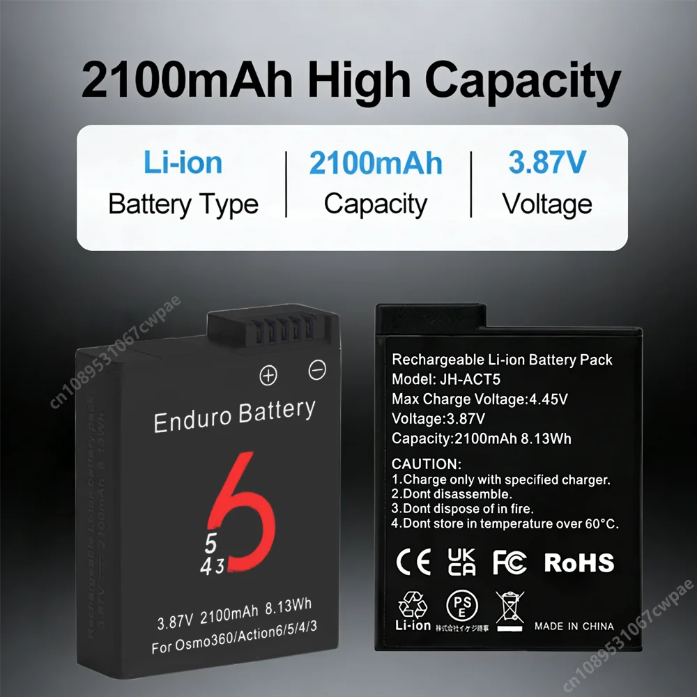 Batterie da 2100mAh per DJI Os - Action Camera Battery Charger Dual Pack recensione e prezzo