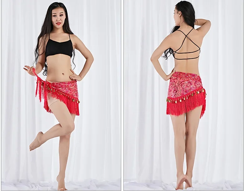 Bauchketten-Tailleketten mit Quasten, Pailletten und goldenen Münzen für Damen, Hüfttuch, orientalisches Tanzkostüm für Aufführungen und Übungen, Tanzaccessoires. – Detail 2