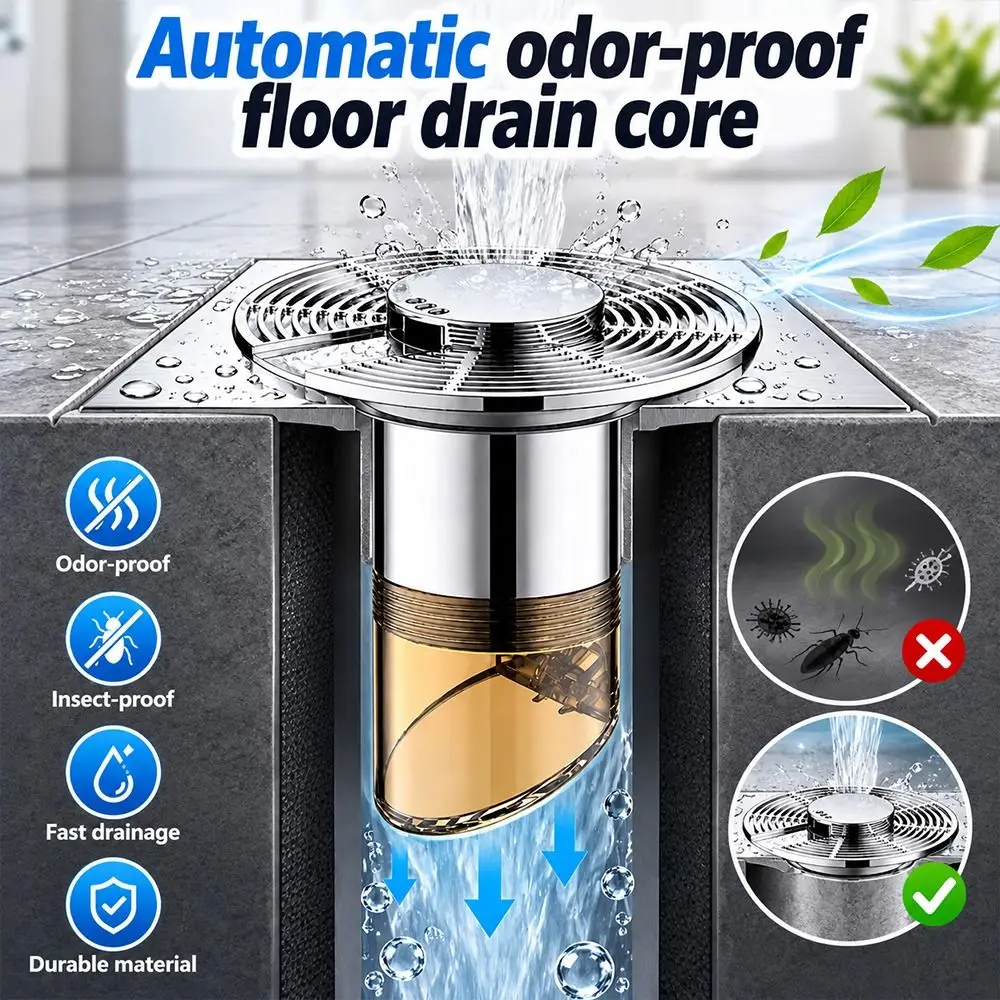 Floating Model Automatic Drainage Floor Drain Insect-proof Prevents Clogging Drain Filter Strainer Automatically Shuts Off ABS