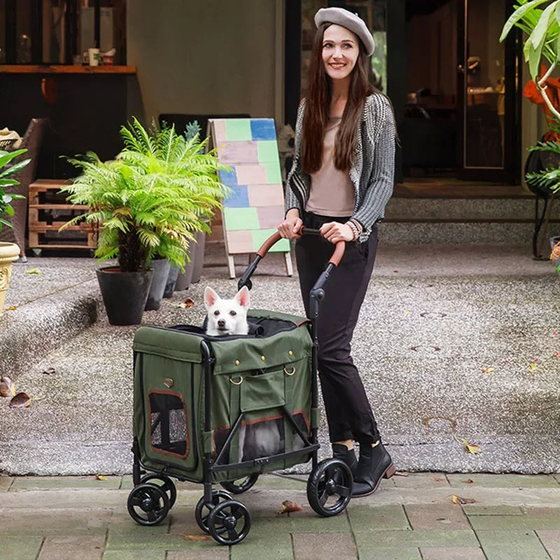 Outdoor Pet Stroller with Wheels for Medium Dogs and Cats, Travel Stroller for Small Dogs, Companion Animal