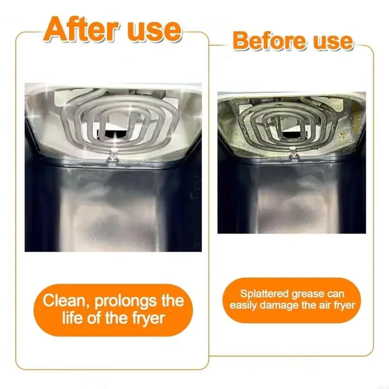 M6CB Ventilated Air Fryers Splatters Cover Nonstick Surfaces Oil Protections Even Heat Circulation Dishwasher Safe Design