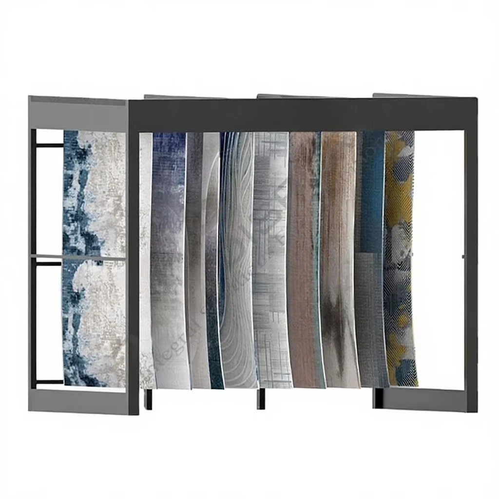 

&c Factory Customized Horizontal Pushing Rug Standing Sample Hanging Carpet Display for Powder Coated Metal Rack Boya Display