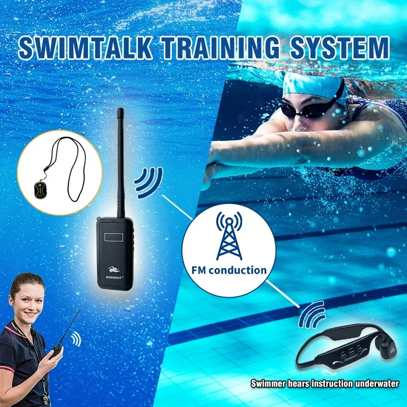 SwimTalk Real Time Training System 20 H913C Headphone Swimming Headset and 1 Waterproof FM Transmitter H700 Coach Comminucator