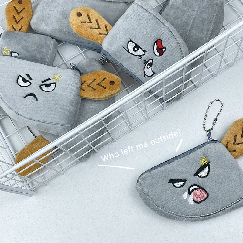 Creative Plush Kitchen Knife Shape Plush Coin Purse Funny Cartoon Money Change Purse Zipper Wallet Keychain Storage Bag Kid Gift