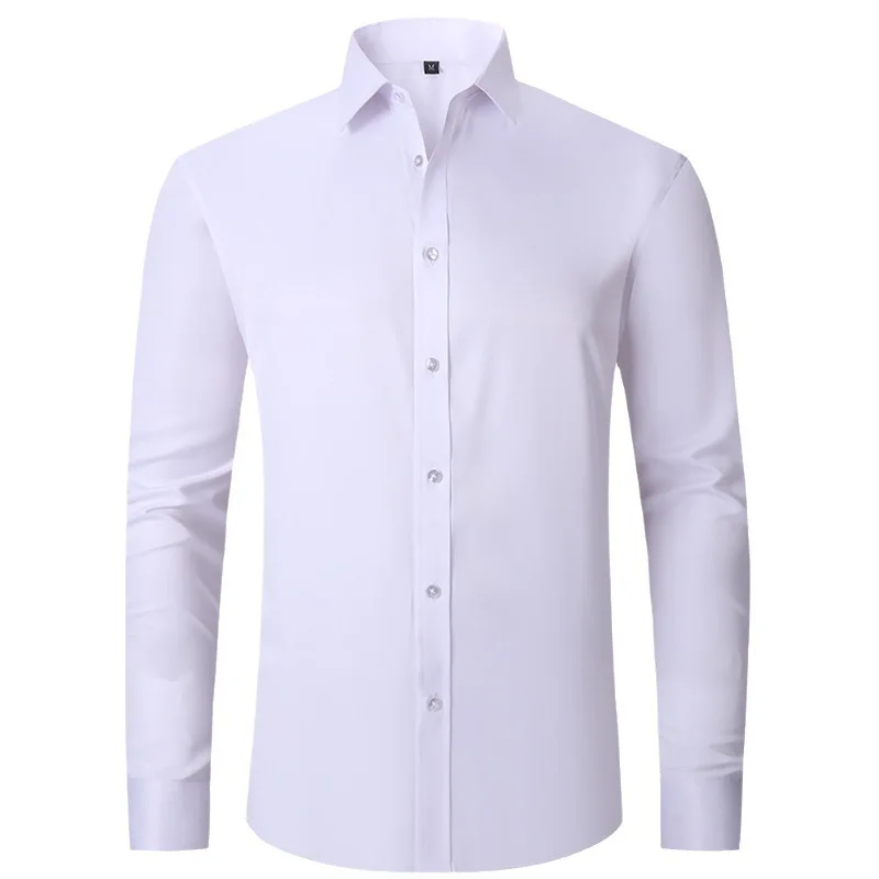 Explosions four-sided elastic non-ironing wrinkle-resistant men's shirts men's business solid color shirts selling men clothing.