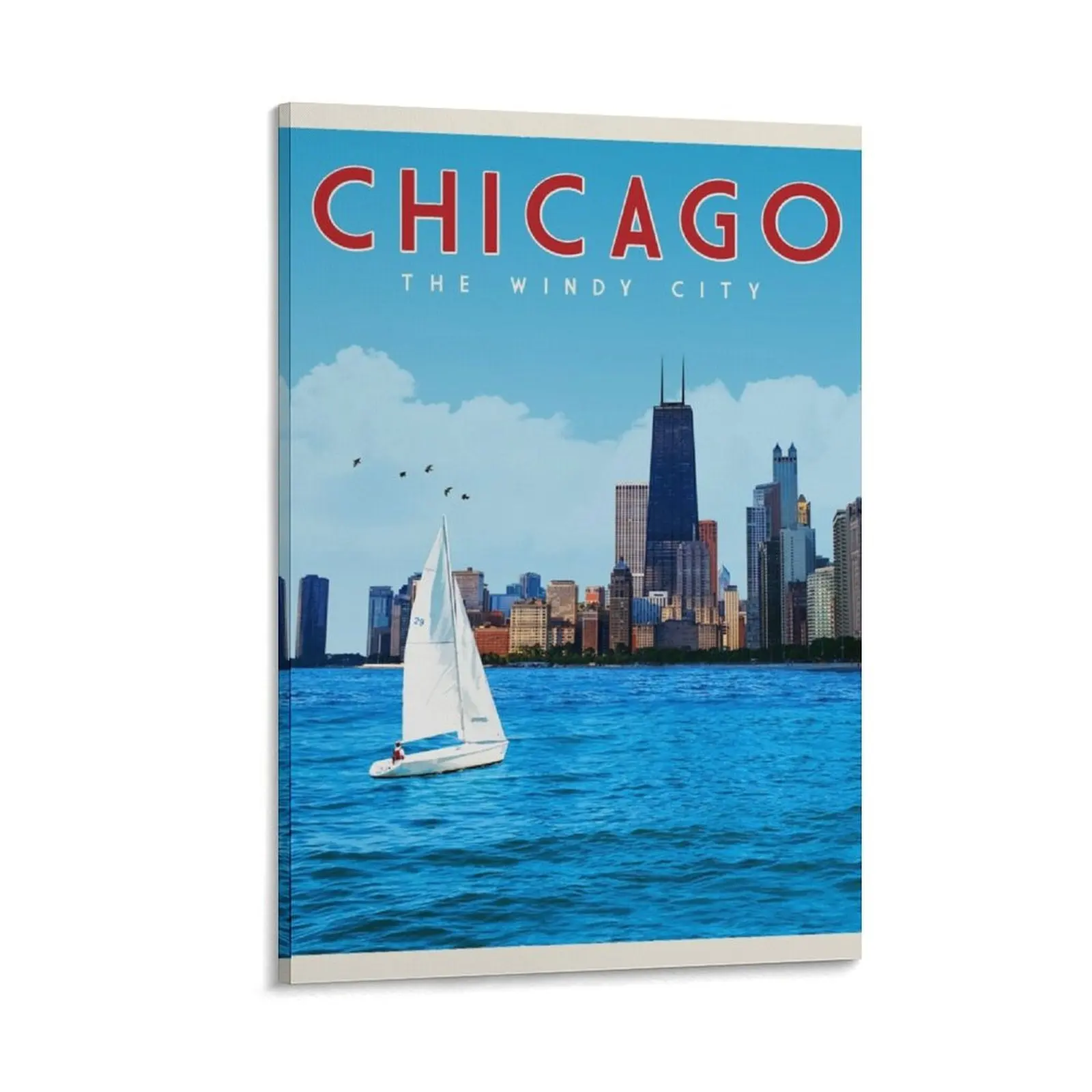 

Chicago Illinois Vintage Travel Poster Canvas Painting home decor Paintings for bedroom decorative picture for living room