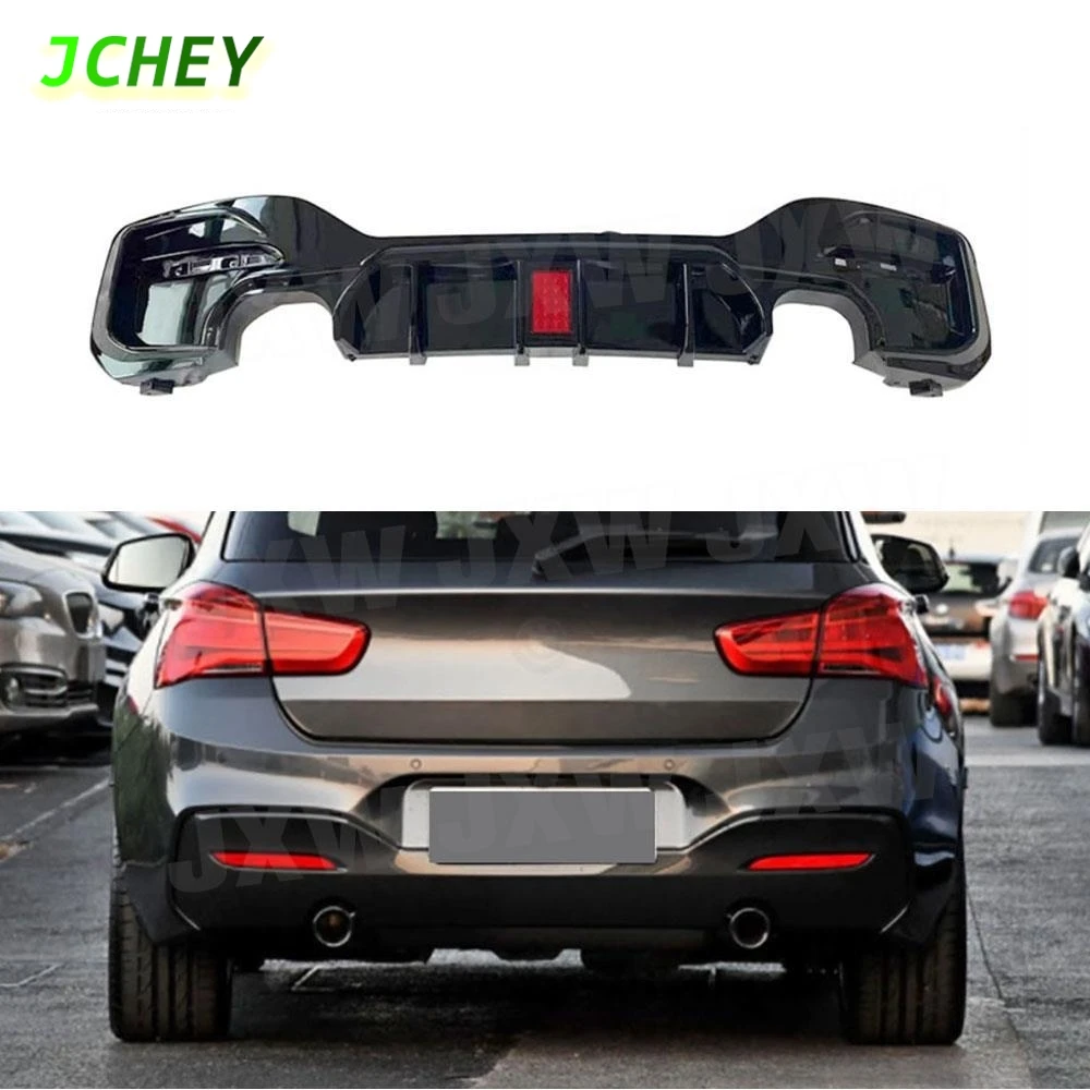 

JCHEY ABS Rear Diffuser Bumper Lip Spoiler for BMW 1 Series F20 M Sport M135i M140i 2016-2018 With Lamp Rear Bumper Car