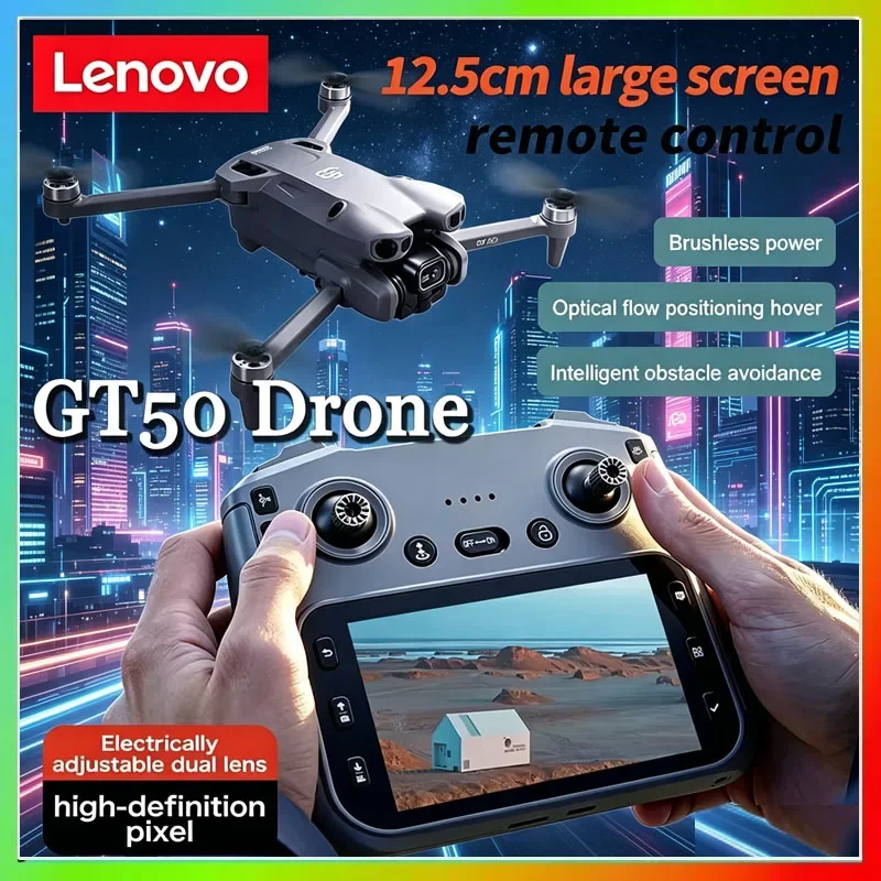 

Lenovo GT50 Aerial Photography Drone Obstacle Avoidance, HD Brushless Quadcopter with Large Screen Remote Control Toy Aircraft
