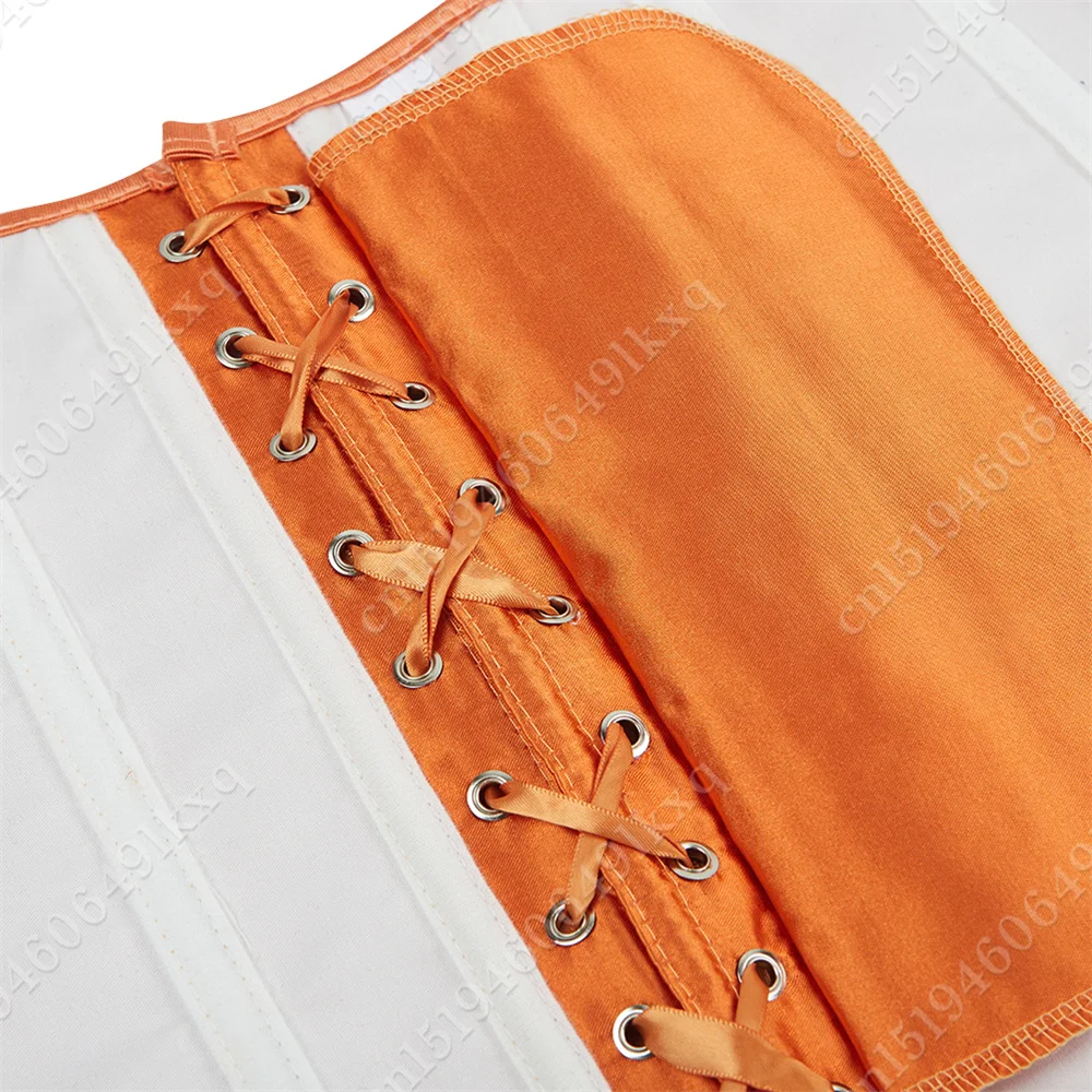 Corset Tops for Women Overbust Bustier Satin Sexy Lace up Corset Orange