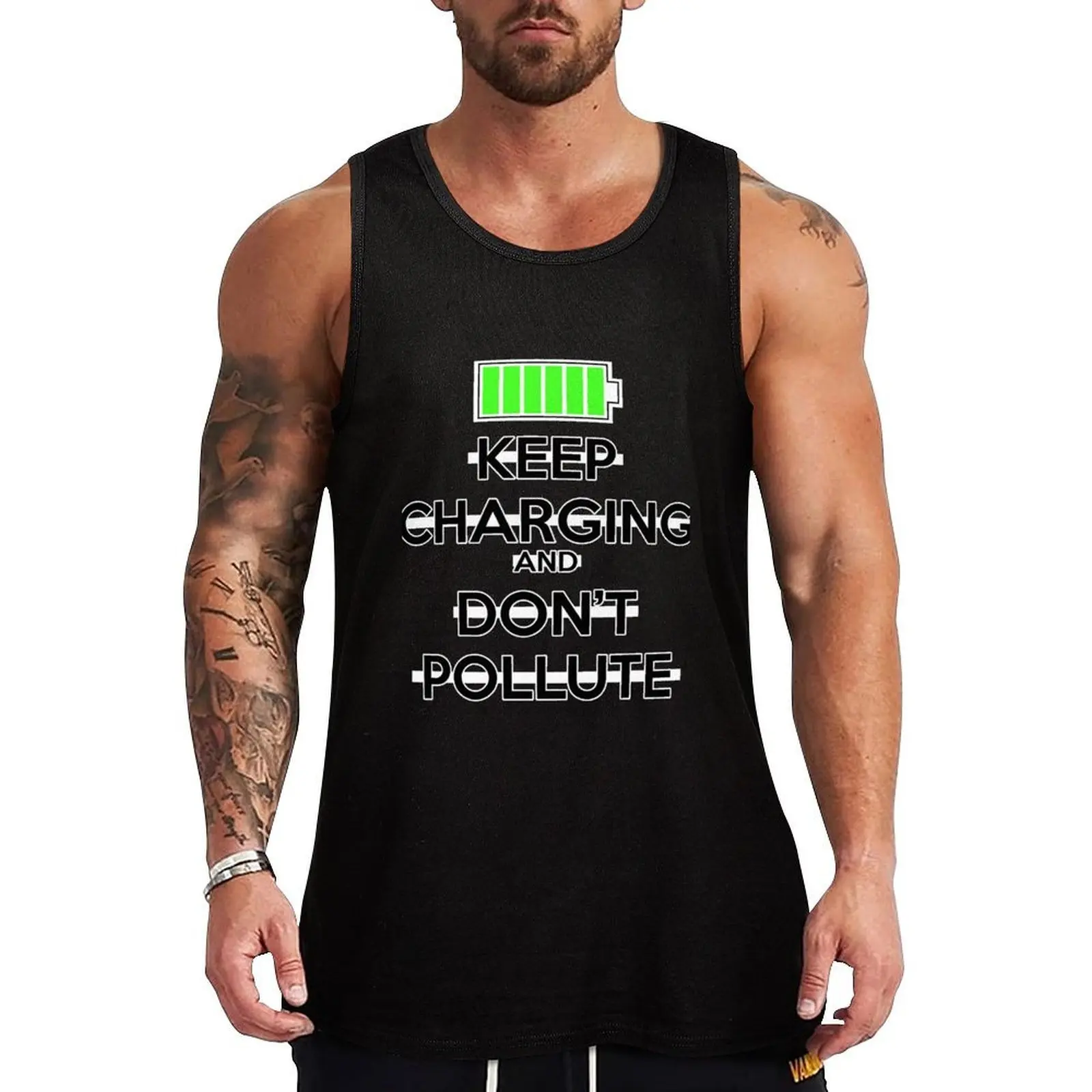 

Keep Charging and Don't Pollute Tank Top gym clothing gym clothing men Man sleeveless shirt basketball clothing