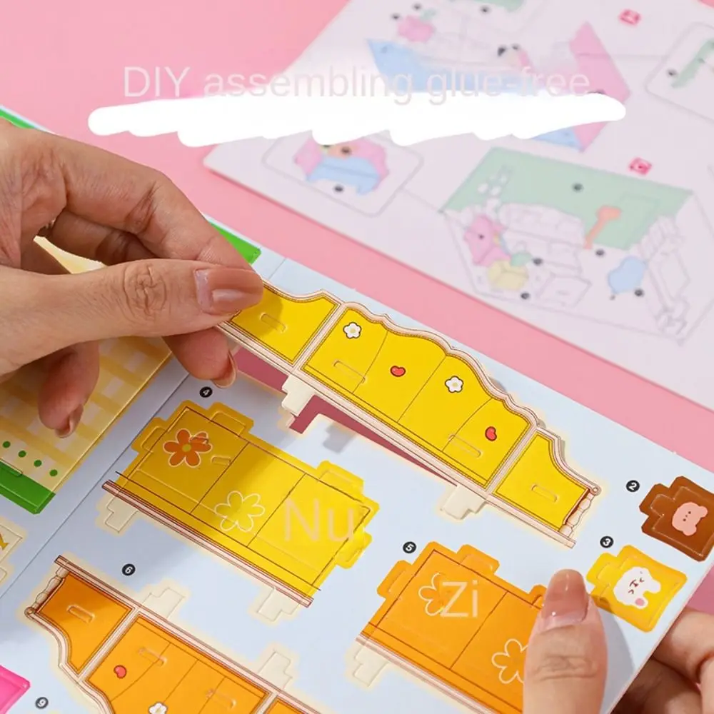 

Cartoon 3D Model 3D Room Model Puzzle Kitchen Living 3D Room Cardboard Bedroom Miniatures Room Model Craft Children