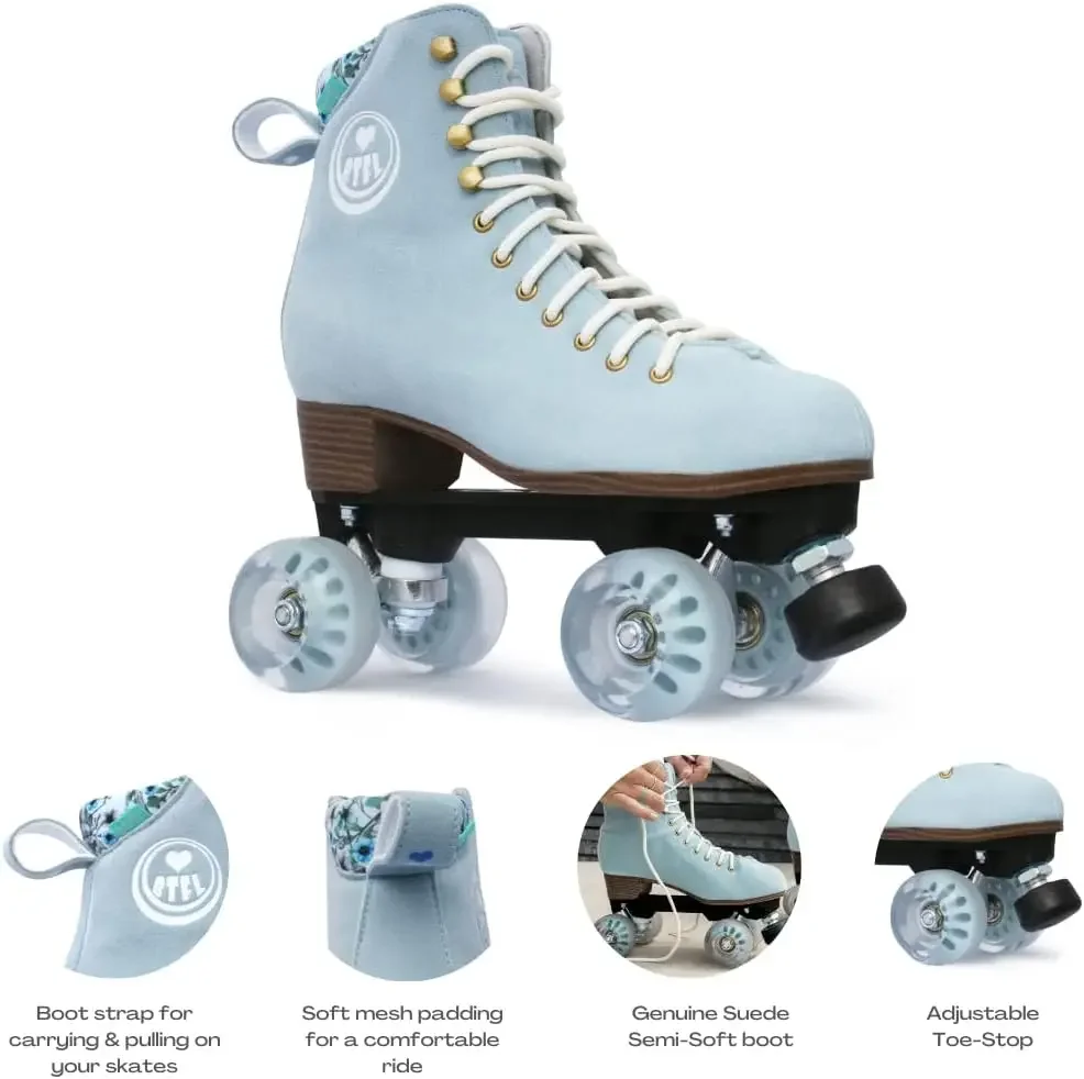 Artistic Pro Roller Skates Women, Kids & Men -Suede Boot Adjustable Stopper- Indoor, Outside, Rink, & Rhythmic Roller Skati