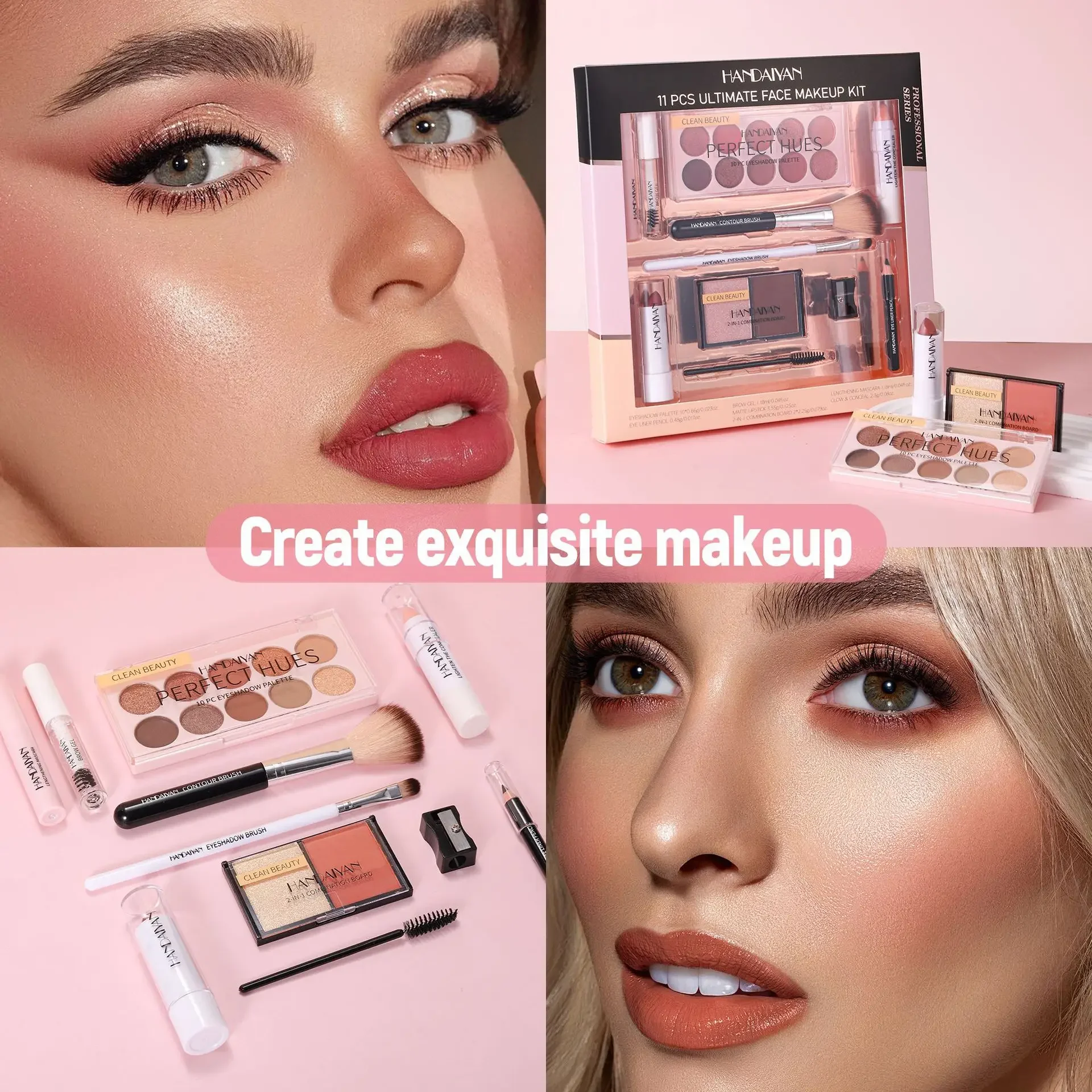 Professionele Make-up Kit 11-delige Oogschaduw Contour Blusher Set Waterdicht Hooggepigmenteerde Smudge Proof Gezicht Cosmetica Collecti