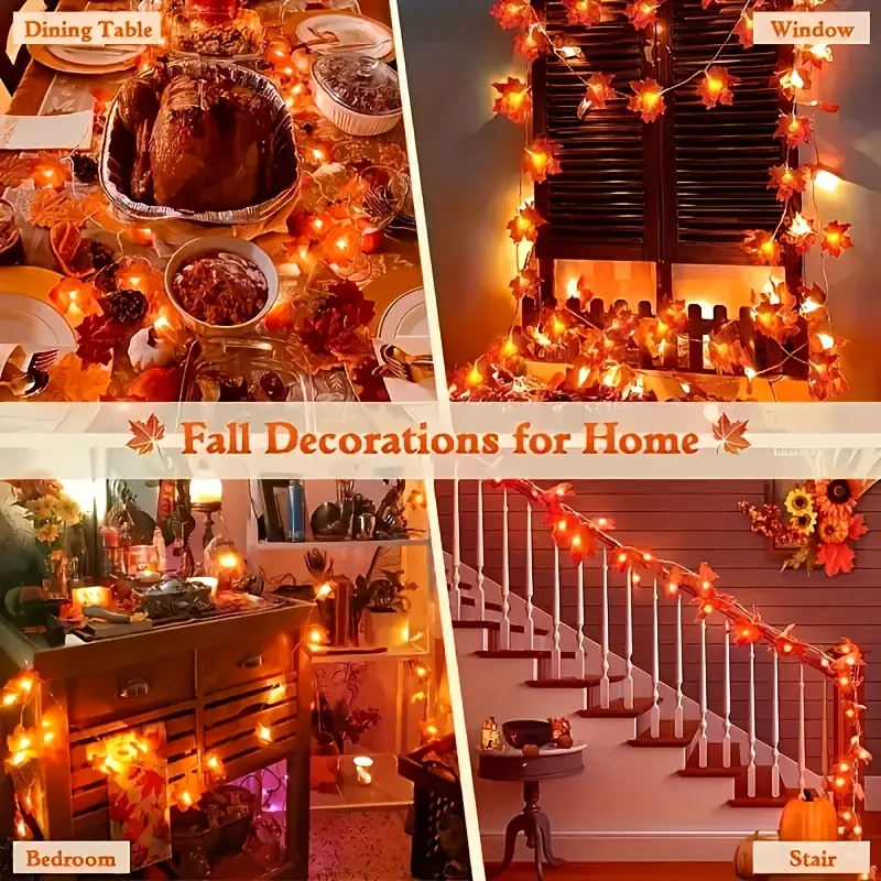 10/20LED Maple Leaf String Lights Fairy Lights Battery Powered Garland Light for Home Party Wedding Indoor Outdoor Decoration
