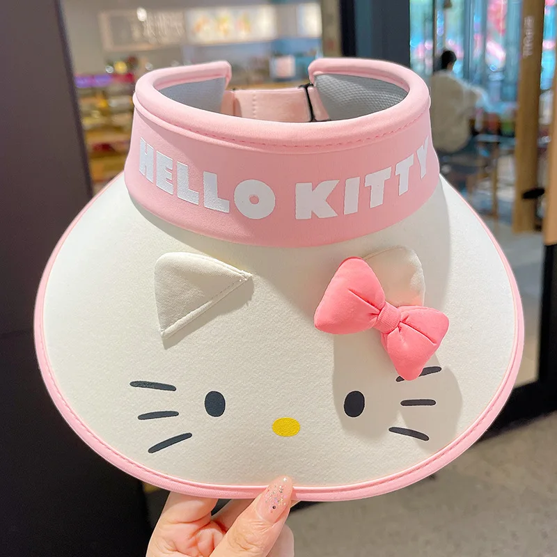 Kawaii Sanrio Hello Kitty Kuromi My Melody topi musim panas anak kartun lucu topi matahari perlindungan matahari Anti-Uv bernapas hadiah ulang tahun