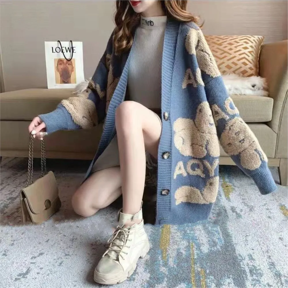 겨울옷 여성 가디건 올매치 루즈 심플 스타일 스웨터 출퇴근 캐주얼 편안함 보온 패션 여성용