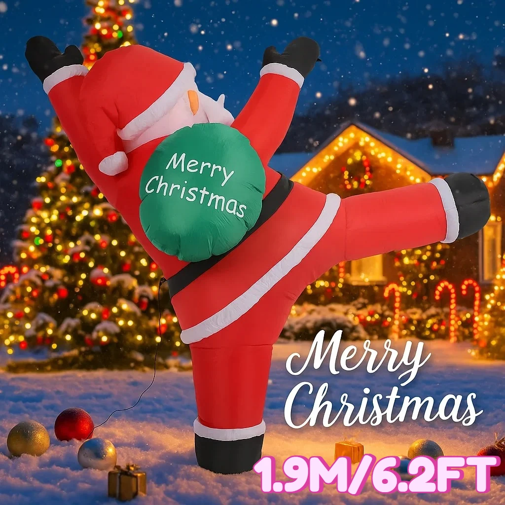 

1,9 м/6,2 фута рождественские праздничные украшения «сделай сам» Санта-Клаус восхождения стены надувные рождественские светодиодные светильники праздничный домашний декор поставки подарки
