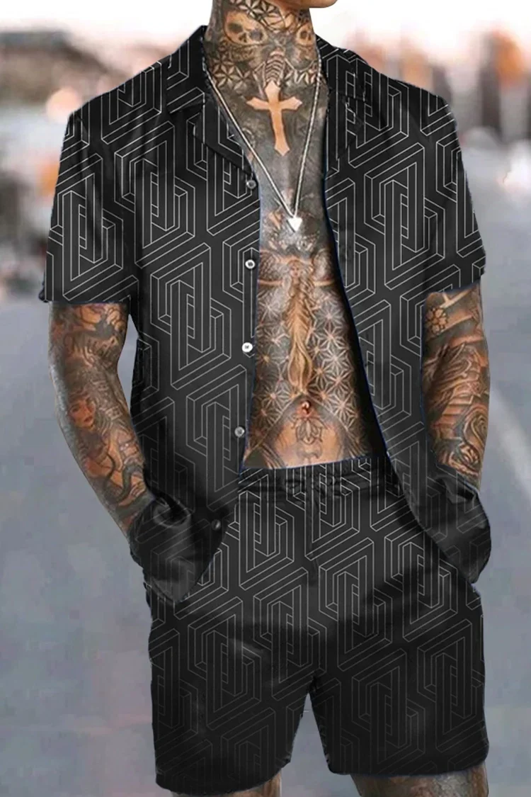 أزياء الرجال مجموعات طباعة التلبيب 3D طباعة قصيرة الأكمام عارضة قميص هاواي صيفي شورتات للبحر 2 قطعة مجموعة عطلة هاواي رجل الدعاوى