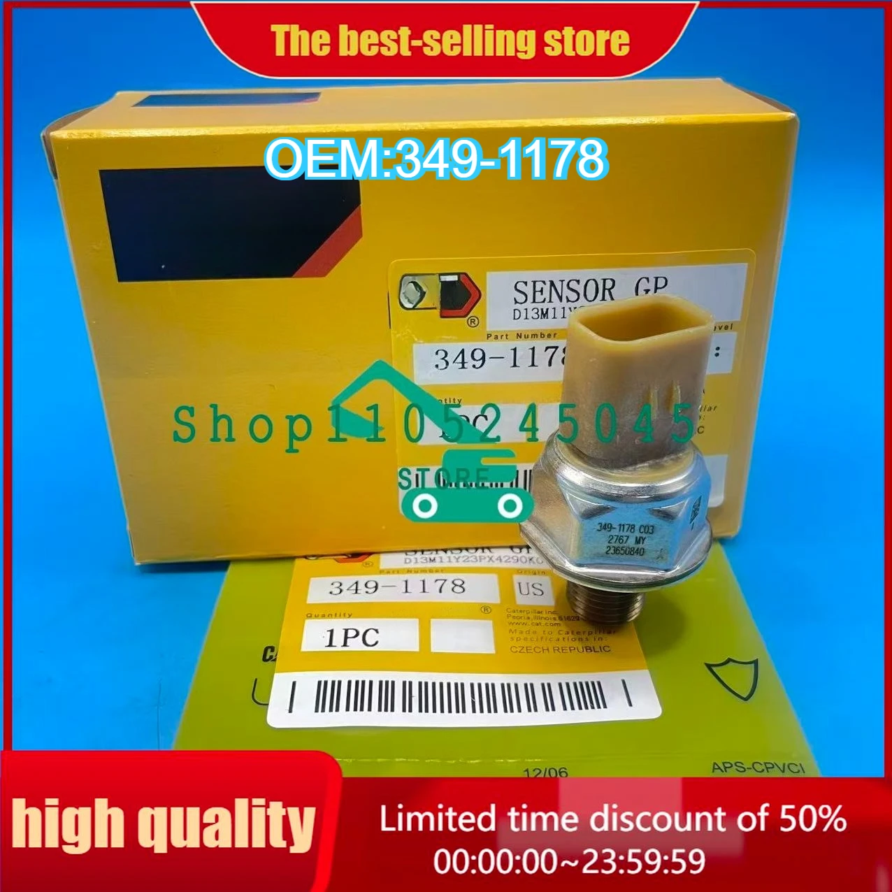 

For C18 988H 54 Fuel Oil Pressure Sensor 7PP4-4 349-1178