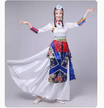 Costume da danza etnica di danza tibetana Xizang Costume da spettacolo etnico