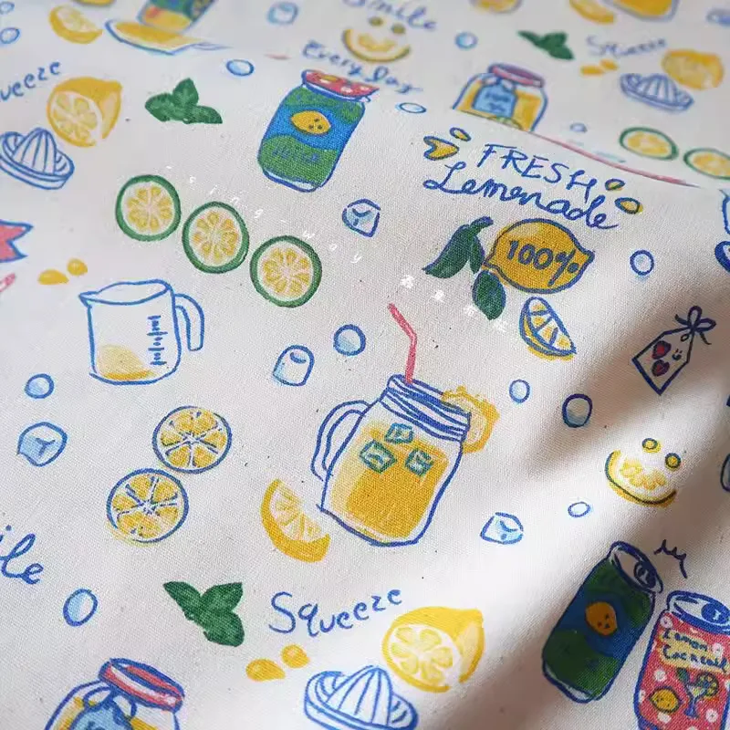 Printed thin Cotton Fabric Tissue Patchwork Drink Juice 45*110cm Kids Doll Sewing Quilting Fabrics Needlework Material