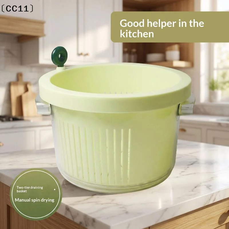 Manual Salad Vegetable Spinner 360 Rotation Large Capacity For Home Kitchen Veggie Washing Prep〔CC11〕