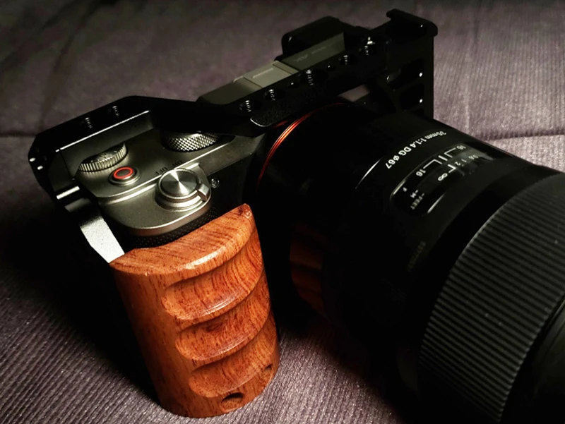 Para sony a7c gaiola de madeira equipamento nato ferroviário arca swiss placa aperto de mão com alça