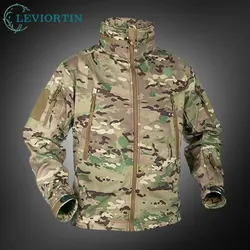 Fall Winter Fleece Jacket for Men Soft shell Tactical Waterproof Army Camouflage Coat Airsoft Clothing Multicam Windbreakers