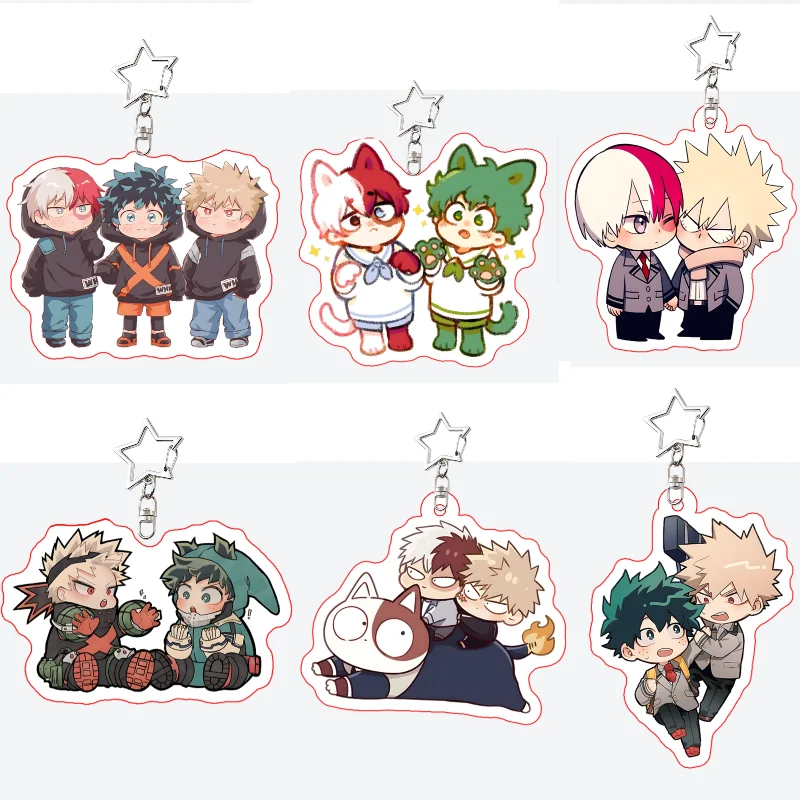 Bakudeku meu herói academia tododeku chaveiro q versão adorável casal fã presente saco encantos chaveiro pingente lembrança criativa