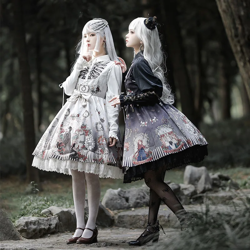 Gothic Lolita Dress Black Fairy Tale JSK Dark Black Twin Lolita