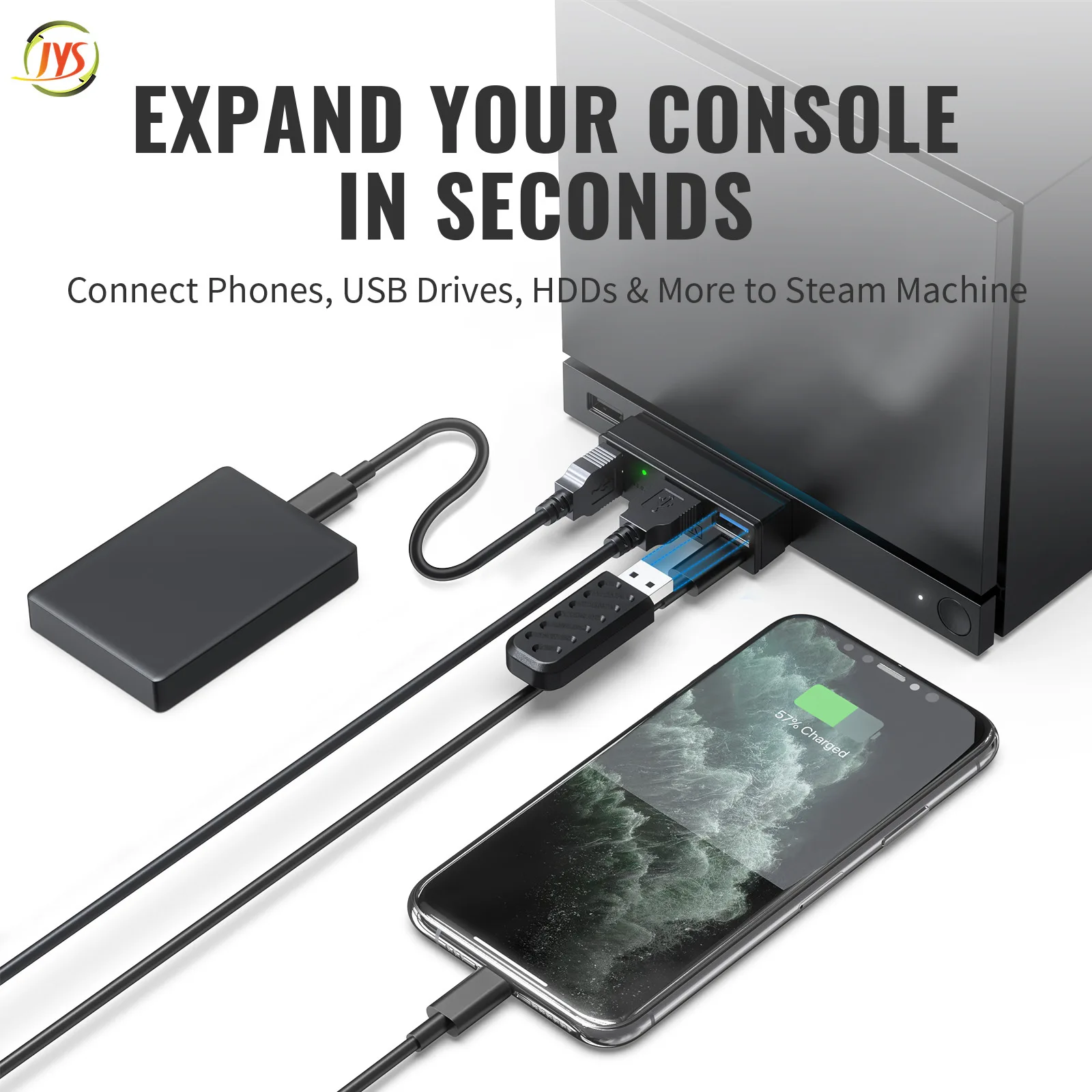 4-in-1 USB 3.0 Hub with 3 USB Ports and Type-C Port, Portable USB Adapter Mini Multiport Expander Compatible with Steam Machines