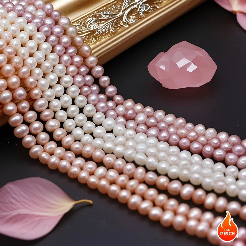 

5-6mm5A Luminous Natural Freshwater Orange Purple Pearl Near Round Flat Bead Women Jewelry MakeDIY Necklace Bracelet Accessories