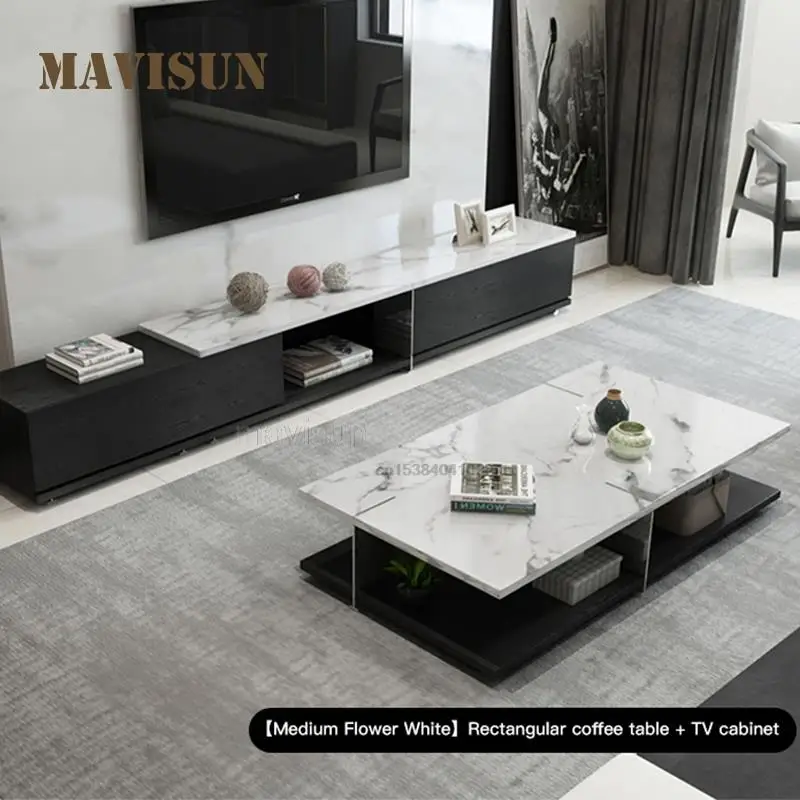 

Marble Custom Square Coffee Table Italian Design High Class Luxury Tv Cabinet Living Room Centre Table Combination Tv Furniture