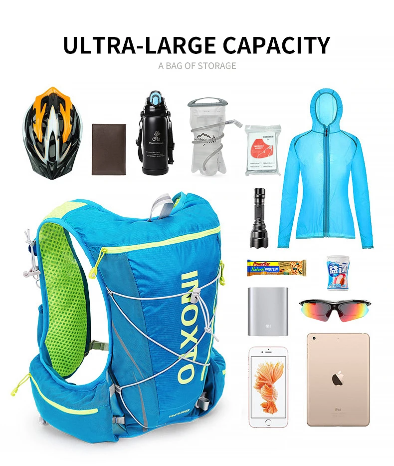 Outdoor-Lauf-Feuchtigkeitsweste, 8 l, Radfahren, feuchtigkeitsspendender Rucksack, Trekking, Wandern, Marathon, Fahrradrucksack mit 500 ml Wasserflasche – Detail 11