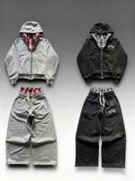 Modern Two Sided Zip Up Hoodie with Vintage Checkerboard Pattern for Autumn and Winter Seasonal Fashion Wardrobe