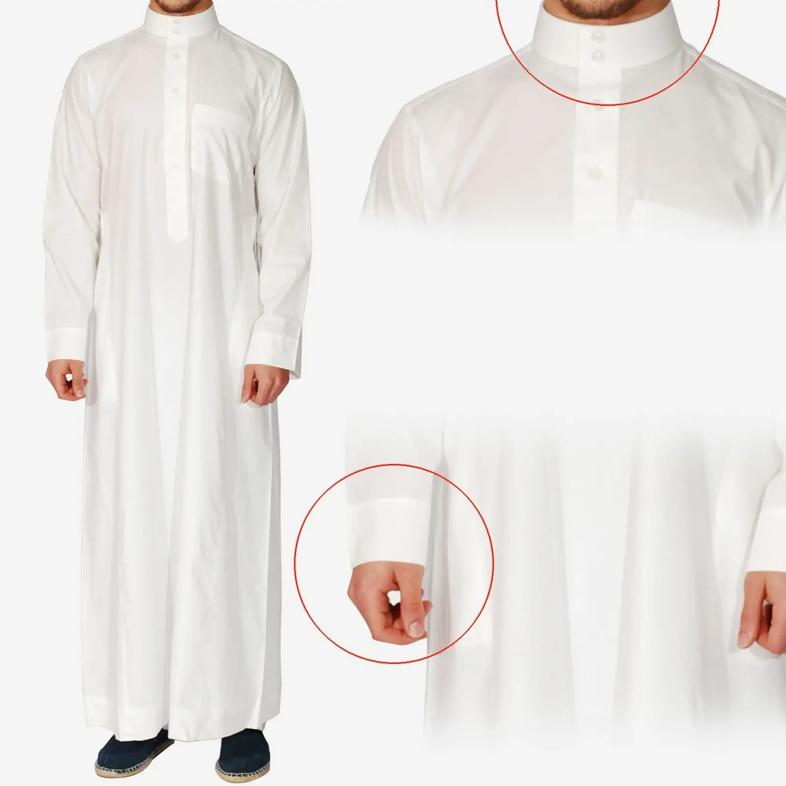 جديد خميس عربي إسلامي أبيض رجالي جلابية كورتا بيجامة تصميم ملابس للرجال أسود مع جينز ثوب رجالي مسلم