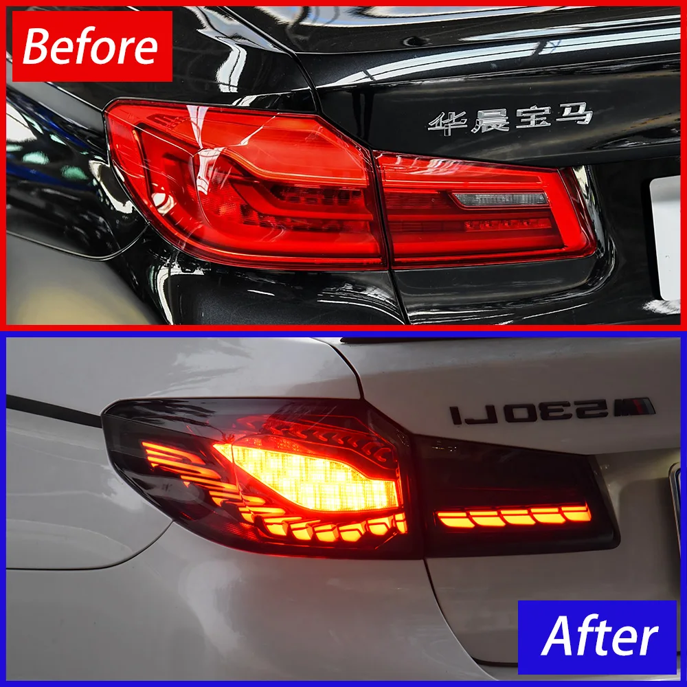 Auto LED Dynamic Car Taillights Assembly For BMW 5 Series G30 G38 2018-2020 Upgrade Dragon Scale Style Accessories Plug and Play