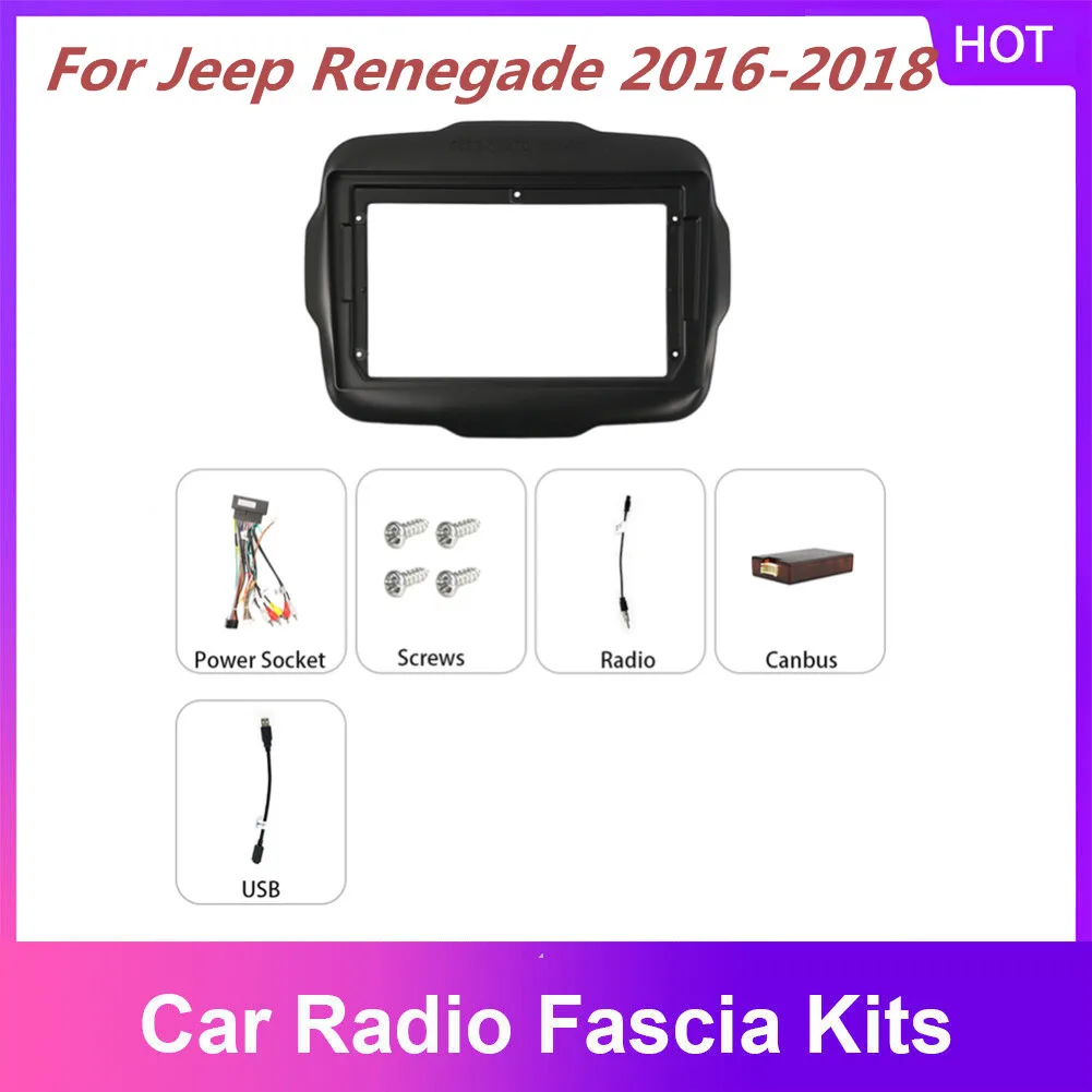 Kcbosion 2 din Car Stereo Radio Fascia Plate Panel Frame Kits For Jeep Renegade 2016-2018 9