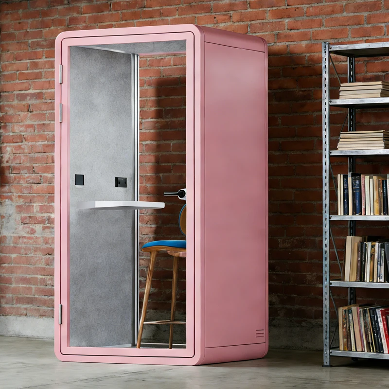 Single Person Steel Frame Soundproof Booth 35dB Noise Reduction Modular Acoustic Phone Booth Customized For Office School Mall