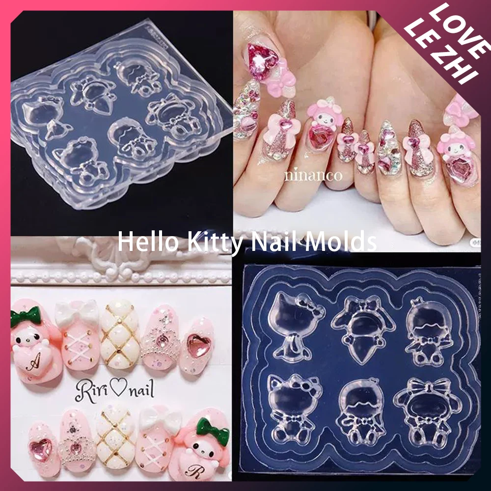 

Sanrios Hello Kitty My Melody 3D Nail Art Mold Lovely Bowknot 3D Reliefs Silicone Nail Accessories Nail Tools Birthday Gift