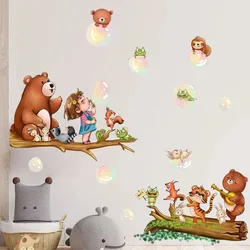 Little Bear Frog Wall Stickers On Bubbles Fun Home Decor For Living Room And Bedroom   Decoration