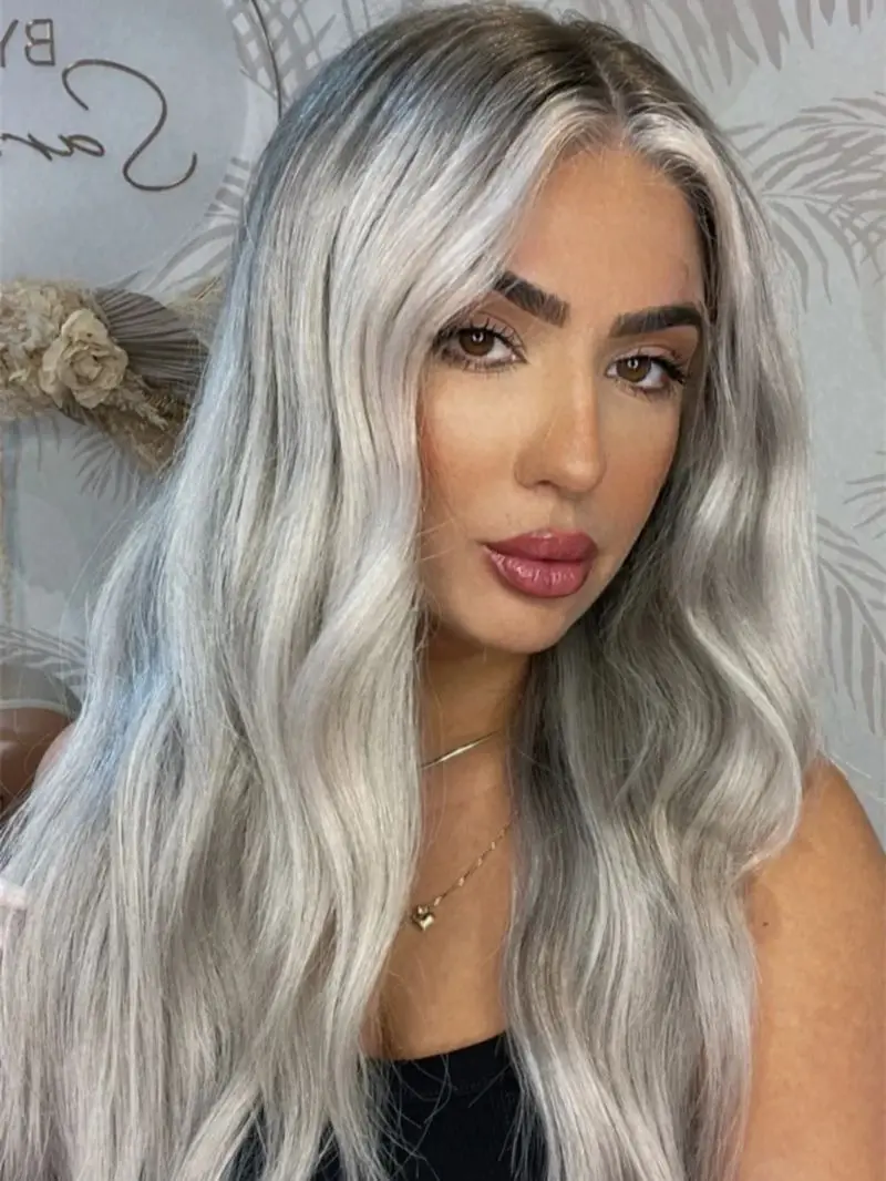 Colored Platinum Ash Blonde White 13X6 Transparent Lace Front Wig Grey Blonde 13X6 Lace Frontal Wig Human Hair For Women Daily