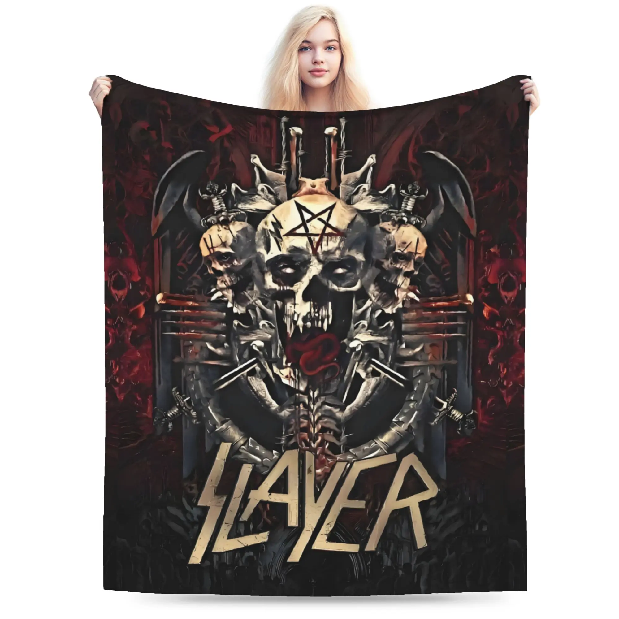 Custom S-Slayers Band Metal  Blanket 3D Printed Soft Flannel Fleece Warm Skulls Throw Blankets for Home Bedroom Sofa Bedspreads