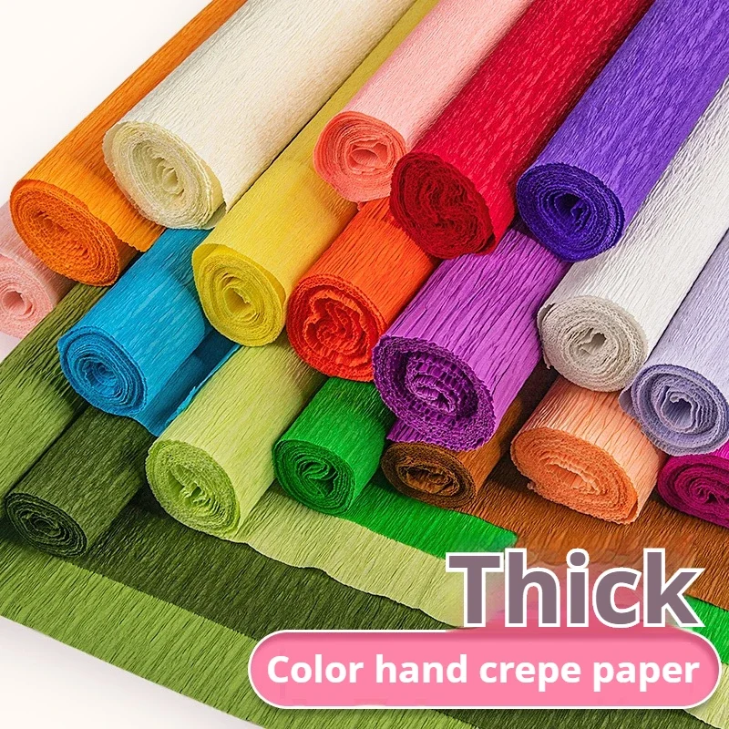 20 สี 250x50 ซม.สี Handmade Crepe กระดาษม้วน Origami Crinkled Crepe กระดาษหัตถกรรม DIY บ้านดอกไม้ตกแต่งห่อของขวัญ