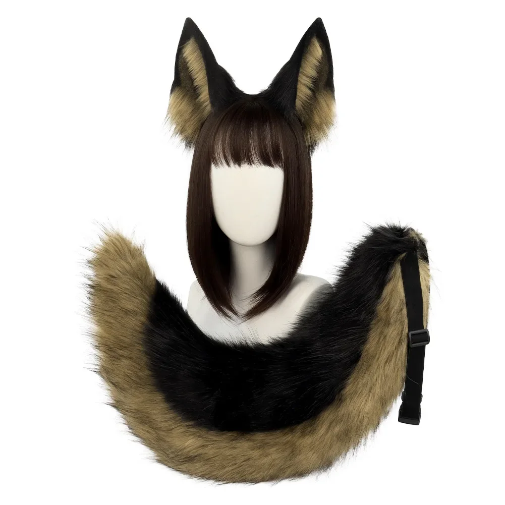 Ensemble de queue d'animal avec oreilles de loup à dos noir, cosplay de chien, bandeau pour cheveux, queue de chien, accessoires de performance, accessoire Anime Expo