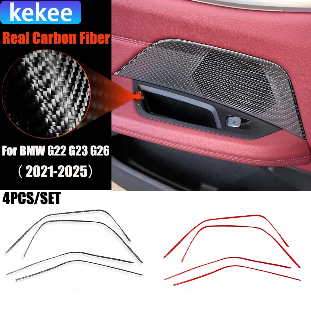

Carbon Fiber Car Accessories Door Speaker Modified Interior Trim Cover Sticker For BMW 4 Series 4 Door G22 G23 G26 2021-2025