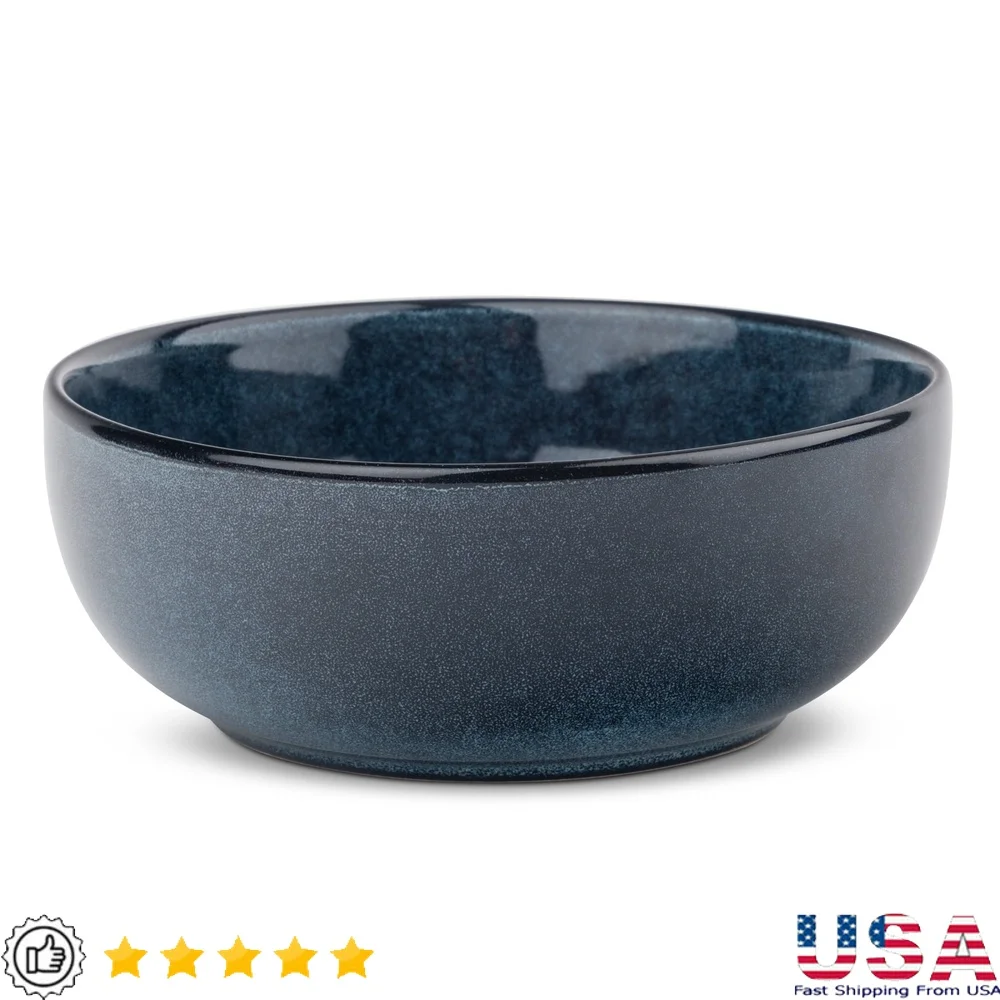 Cuenco de cerámica de gres para lavavajillas, apto para microondas, cocina duradera, sopa esencial para cocinar, estofados, ensaladas, fácil de limpiar, diseño clásico