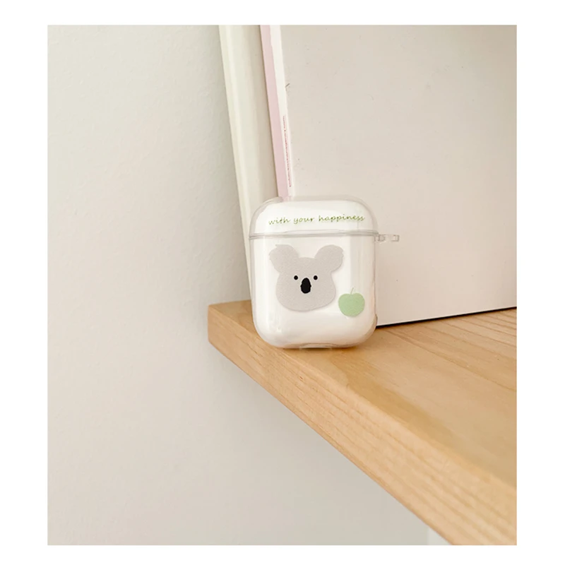 Cute Koala Korean Ins Earphone Case For AirPods 1 2 Pro Case Transparent TPU Air Pods 3 Bluetooth Soft Earphone Charging Box